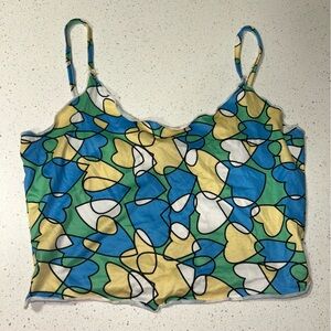 SHEIN Multicolor Abstract Crop Top